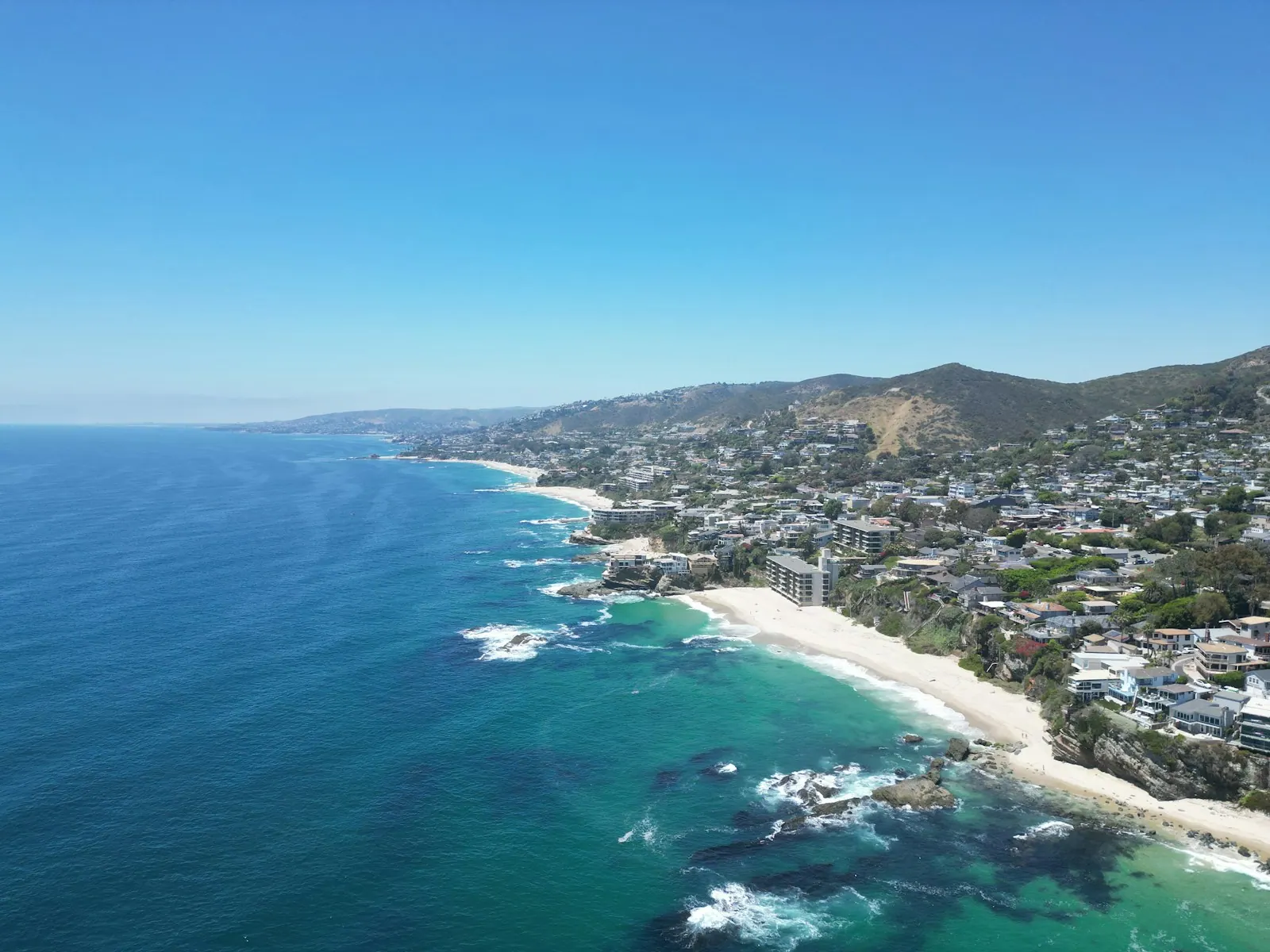 Aerial view of an Orange County coastal city and the Pacific Ocean